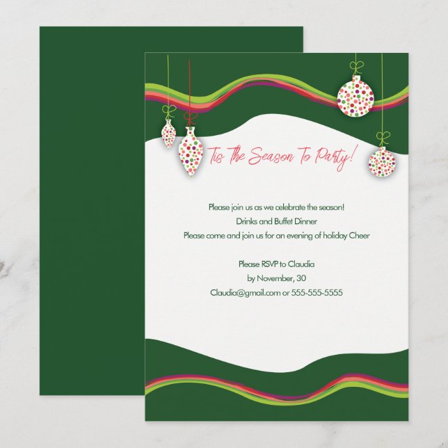 Invitation colorée à la fête de Noël (Devant / Derrière)