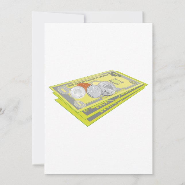 Invitation Colorée argent américain espèces et pièces (Devant)