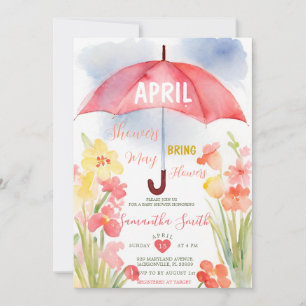 Invitation Colorée Avril Douches Baby shower Parapluie rose