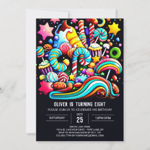 Invitation Colorée Candy Wonderland Anniversaire