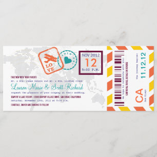 Invitation colorée de billet de par avion de carte
