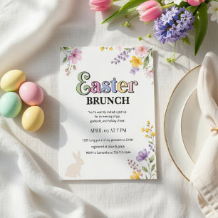 Invitation colorée de brunch de Pâques Floraison