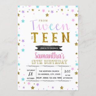 Invitation colorée de fête pour préadolescents et 