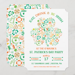 Invitation colorée de la Saint-Patrick au trèfle