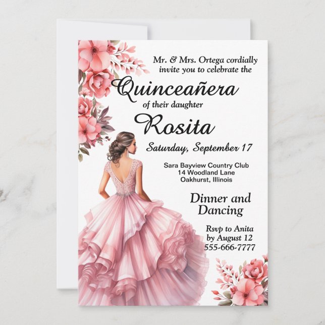 Invitation colorée de Quinceanera (Devant)