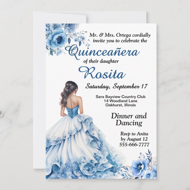 Invitation colorée de Quinceanera (Devant)