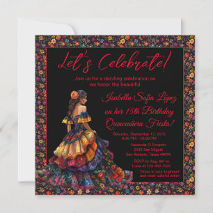 Invitation Colorée de Quinceañera pour une Fiesta