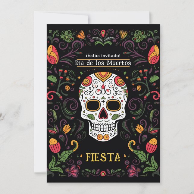 Invitation 💀 🎉 Colorée Día de Muertos (Devant)