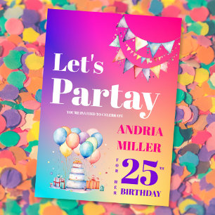 Invitation Colorée Faisons la fête Anniversaire