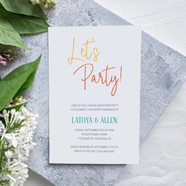 Invitation Colorée Fêtons la réception Décontractée Elopement (Créateur téléchargé)