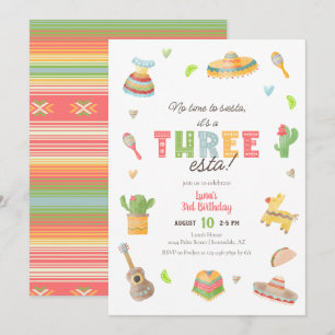 Invitation Colorée Fiesta mexicaine 3ème anniversaire Invitat