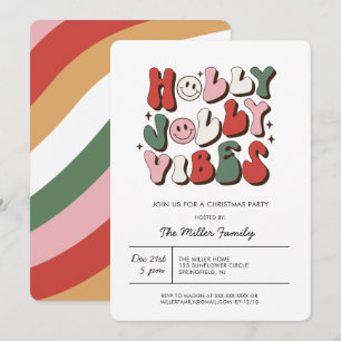 Invitation colorée Groovy pour une fête de Noël ré