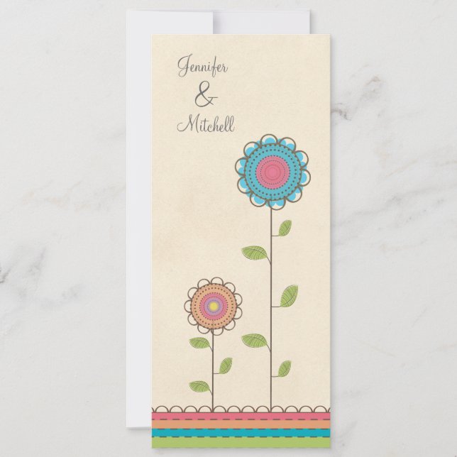 Invitation colorée heureuse de fleurs de partie de (Devant)