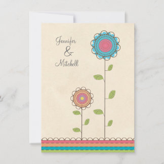 Invitation colorée heureuse de fleurs de partie de