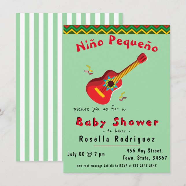 Invitation Colorée mexicaine Fiesta Boy Baby shower Invitatio (Devant / Derrière)