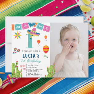 Invitation Colorée mexicaine Fiesta Cactus Photo 1er annivers