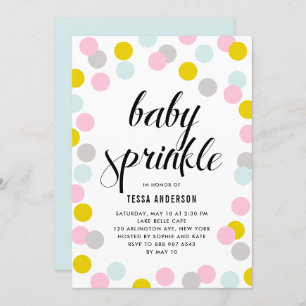 Invitation Colorée Pastel Confetti Dots Frame Baby Sprinky