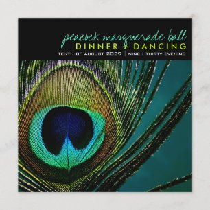 Invitation Colorée Peacock Feather Classy Photo Party Invitat
