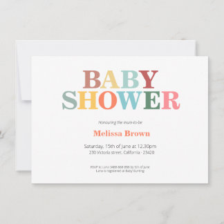 Invitation colorée pour une baby shower