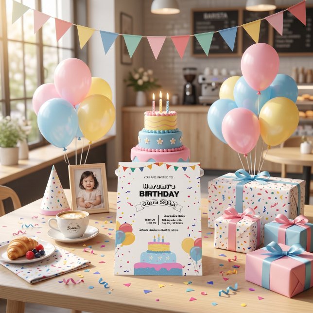 Invitation colorée pour une fête d'anniversaire (Créateur téléchargé)