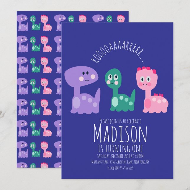 Invitation colorée pour une fête d'anniversaire de (Devant / Derrière)
