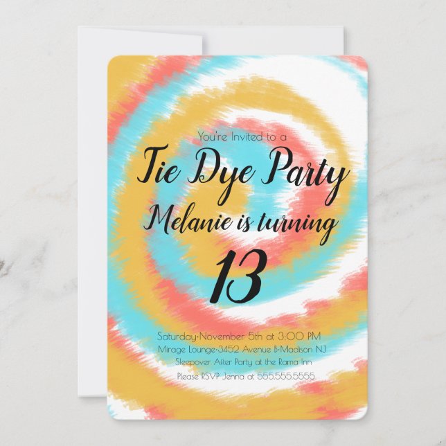 Invitation colorée pour une fête d'anniversaire Ti (Devant)