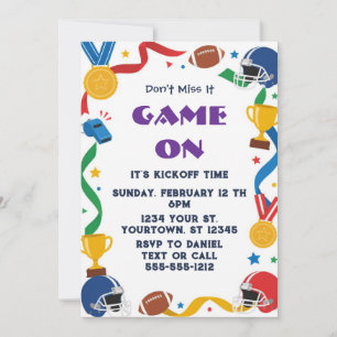 Invitation colorée pour une fête de jour de match