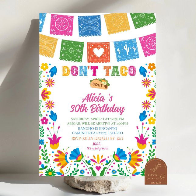 Invitation colorée pour une fête surprise mexicain (Créateur téléchargé)
