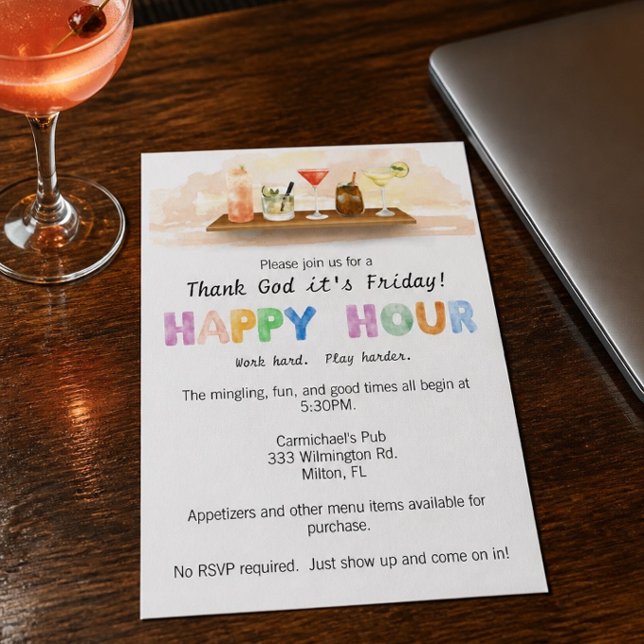 Invitation colorée pour une Happy Hour (Créateur téléchargé)
