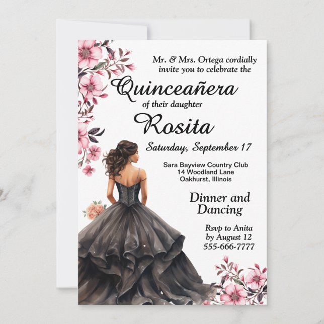 Invitation Colorée Quinceanera (Devant)