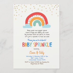 Invitation colorée Rainbow Baby Sprinkle