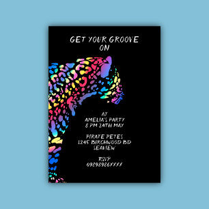 Invitation colorée Rainbow Jaguar Party
