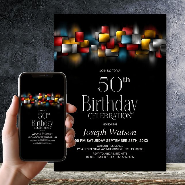 Invitation Colorful Abstract 50th Birthday Party (Créateur téléchargé)