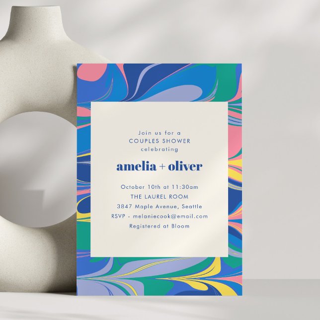 Invitation Colorful Abstract Marble Couples Wedding Shower (Créateur téléchargé)