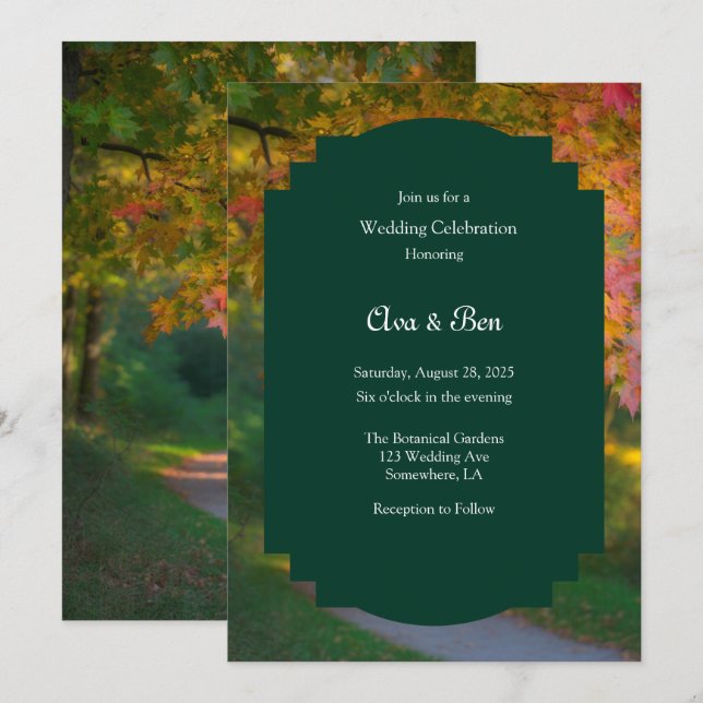 Invitation Colorful Autumn Day Wedding Celebration (Devant / Derrière)