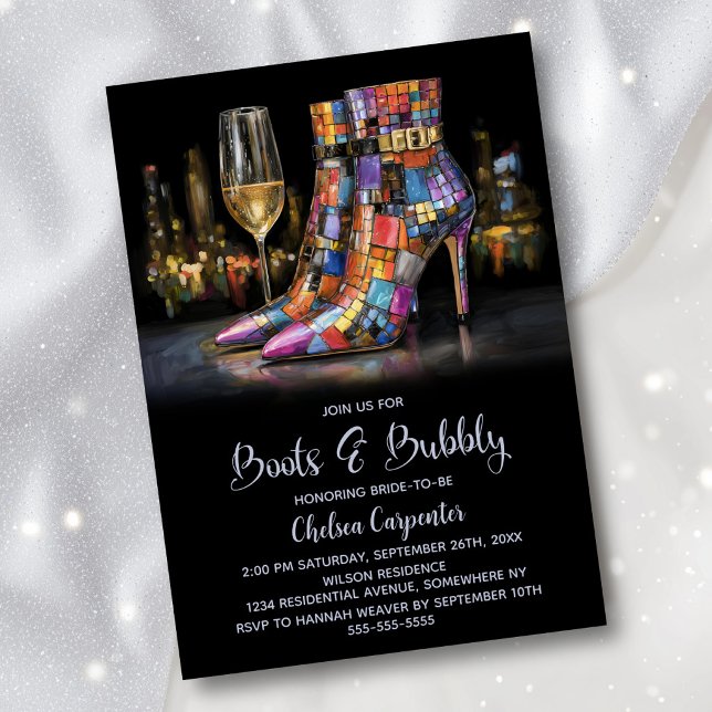 Invitation Colorful Boots and Bubbly Bridal Shower (Créateur téléchargé)