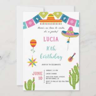 Invitation Colorful Cactus Mexican Fiesta Photo Birthday