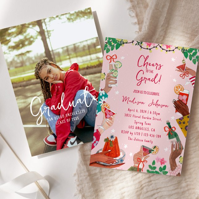 Invitation Colorful Cheers to the Grad Graduation Party (Colorful Cheers to the Grad Graduation Party Invitation)