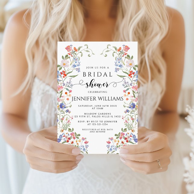 Invitation Colorful Chic Wildflower Wreath Bridal Shower (Créateur téléchargé)