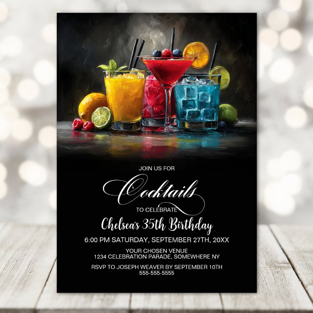 Invitation Colorful Cocktails Birthday Party (Créateur téléchargé)