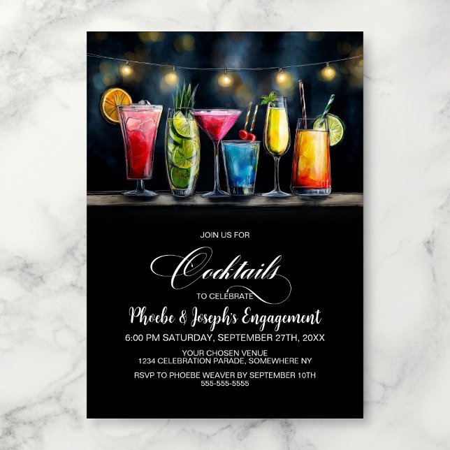 Invitation Colorful Cocktails Engagement Party (Créateur téléchargé)