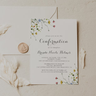 Invitation Colorful Dainty Fleurs sauvages Confirmation