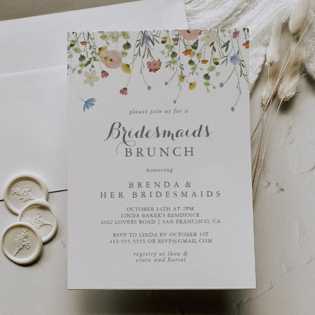Invitation Colorful Dainty Wild Bridesmaids Brunch Douche (Créateur téléchargé)