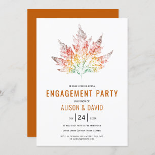 Invitation Colorful feuille imprimer brûlé oranger fiançaille