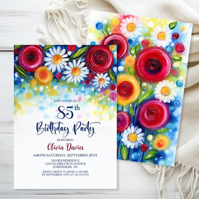 Invitation Colorful Floral 85th Birthday Party (Créateur téléchargé)