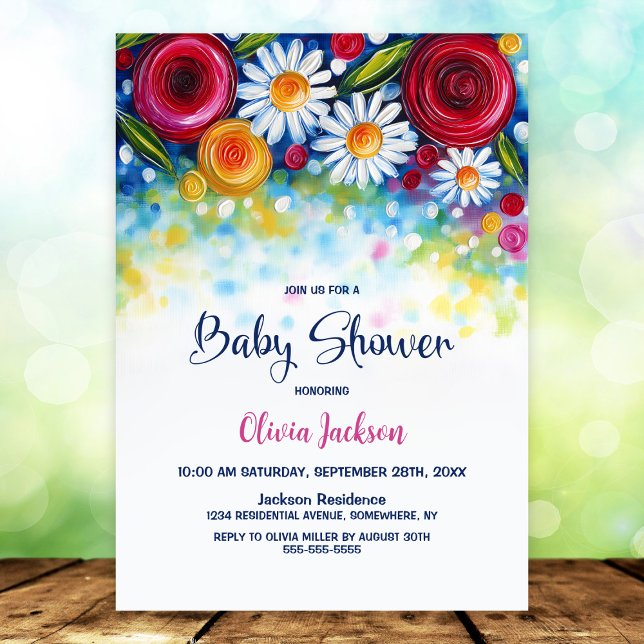 Invitation Colorful Floral Baby Shower (Créateur téléchargé)