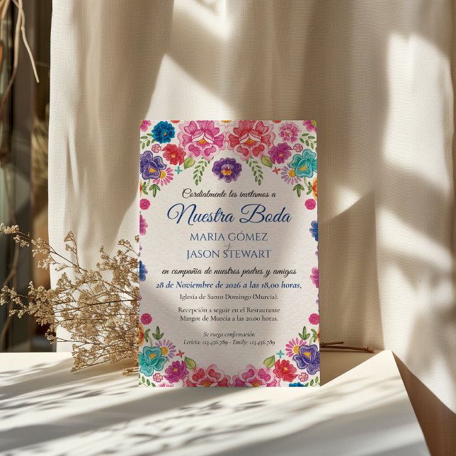 Invitation Colorful Floral Botanical Fiesta Spanish Wedding (Colorful Floral Botanical Fiesta Spanish Wedding Invitation)
