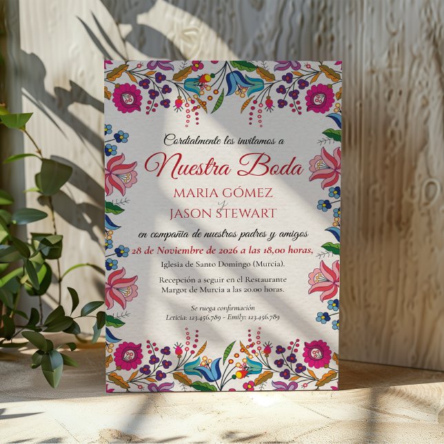 Invitation Colorful Floral Botanical Modern Spanish Wedding (Colorful Floral Botanical Modern Spanish Wedding Invitation)