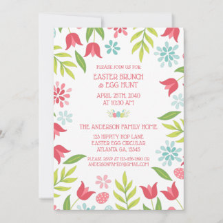 Invitation Colorful Floral Easter Brunch Hunt 