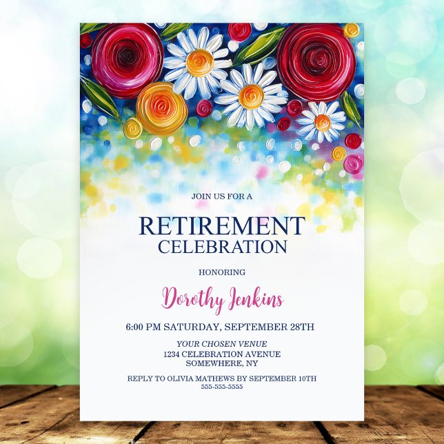 Invitation Colorful Floral Retirement Party (Créateur téléchargé)